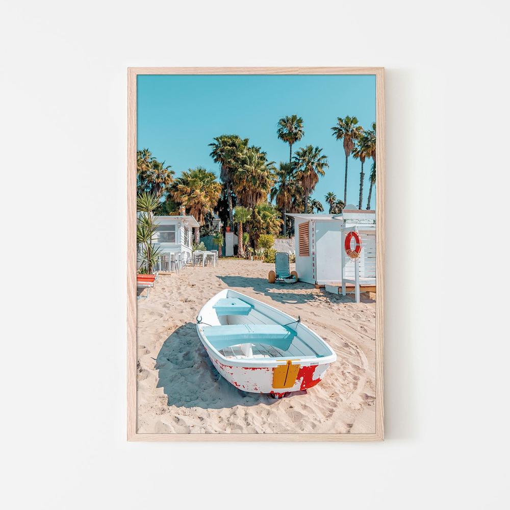 Beach Boat Under Palms-by-Gabor Estefan-wall-art-print-canvas-poster-framed-Gioia