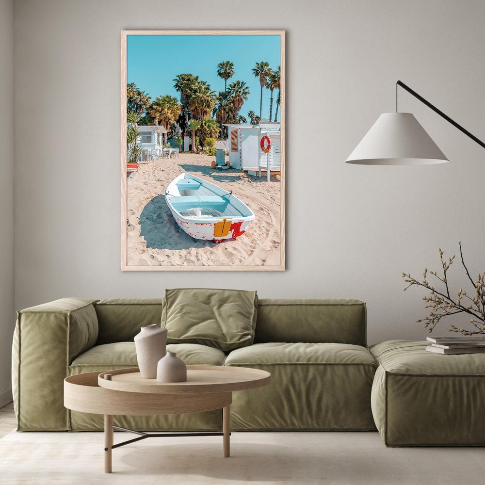 Beach Boat Under Palms-by-Gabor Estefan-wall-art-print-canvas-poster-framed-Gioia