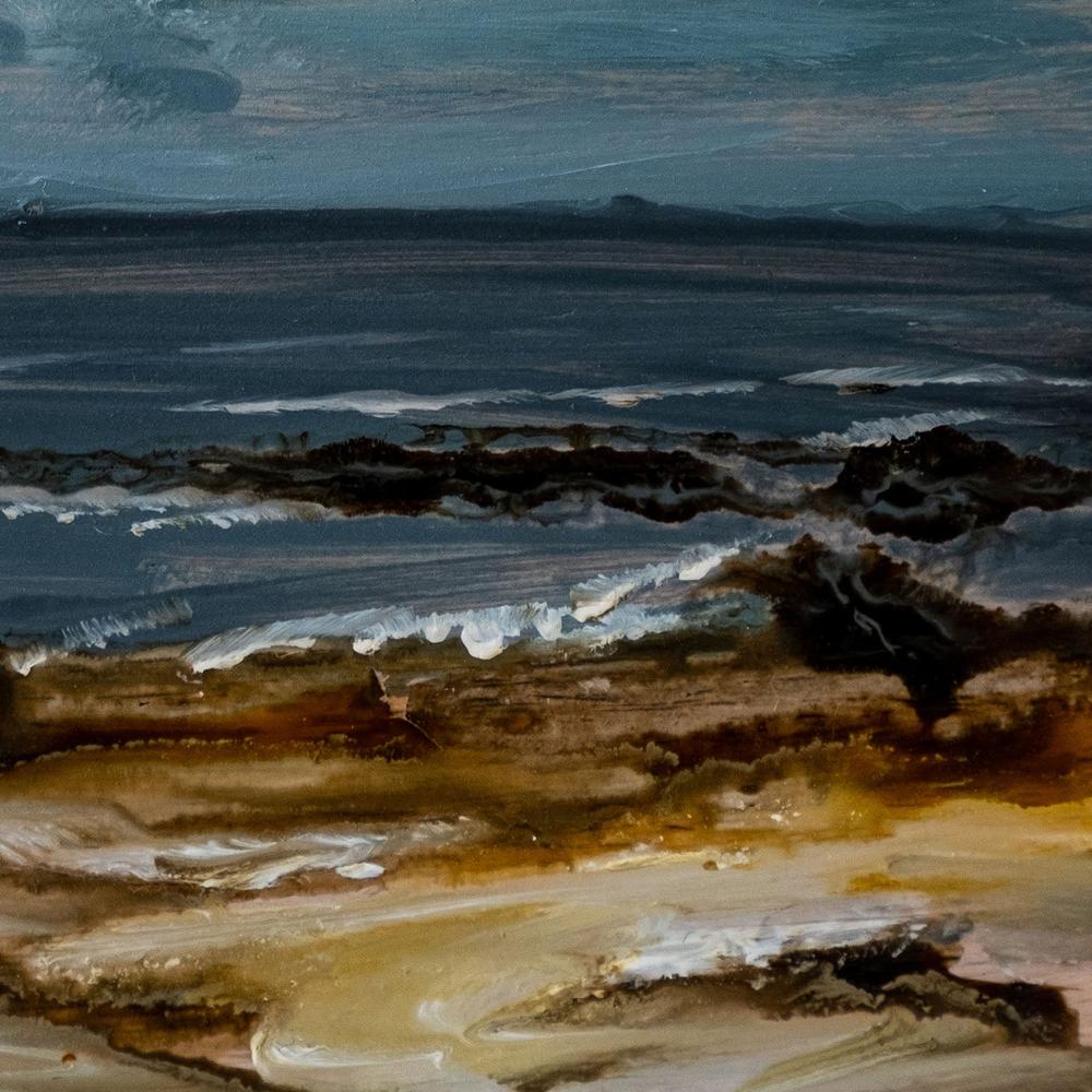 Beach View, Style B, 90x90cm, Walnut Shadow Box Framed Canvas Print-by-Gioia Wall Art-wall-art-print-canvas-poster-framed-Gioia