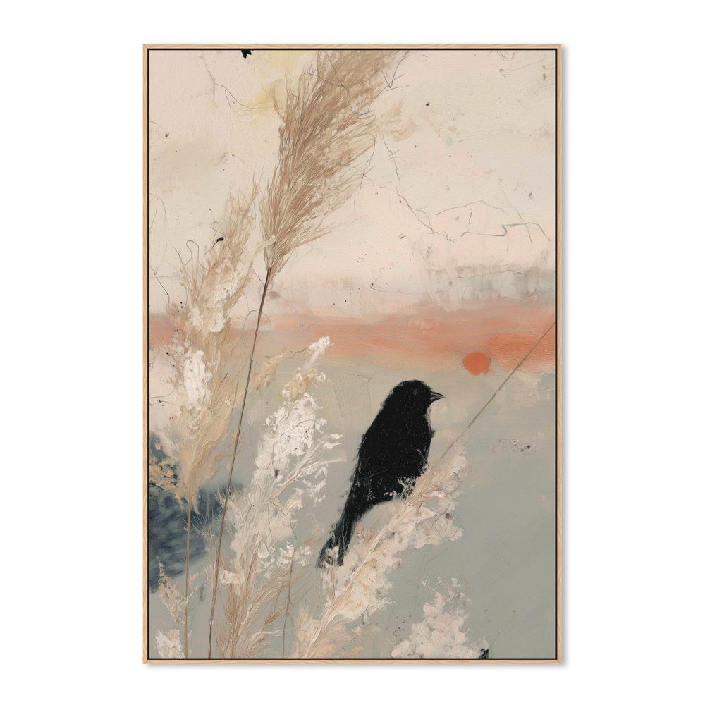 Bird Silhouette in Golden Grasses-by-Chromatic Storm Studio-wall-art-print-canvas-poster-framed-Gioia