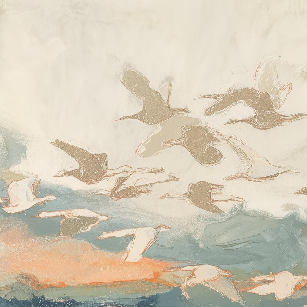 Birds in Flight at Dusk Over Open Water-by-Jordão de Abreu-wall-art-print-canvas-poster-framed-Gioia