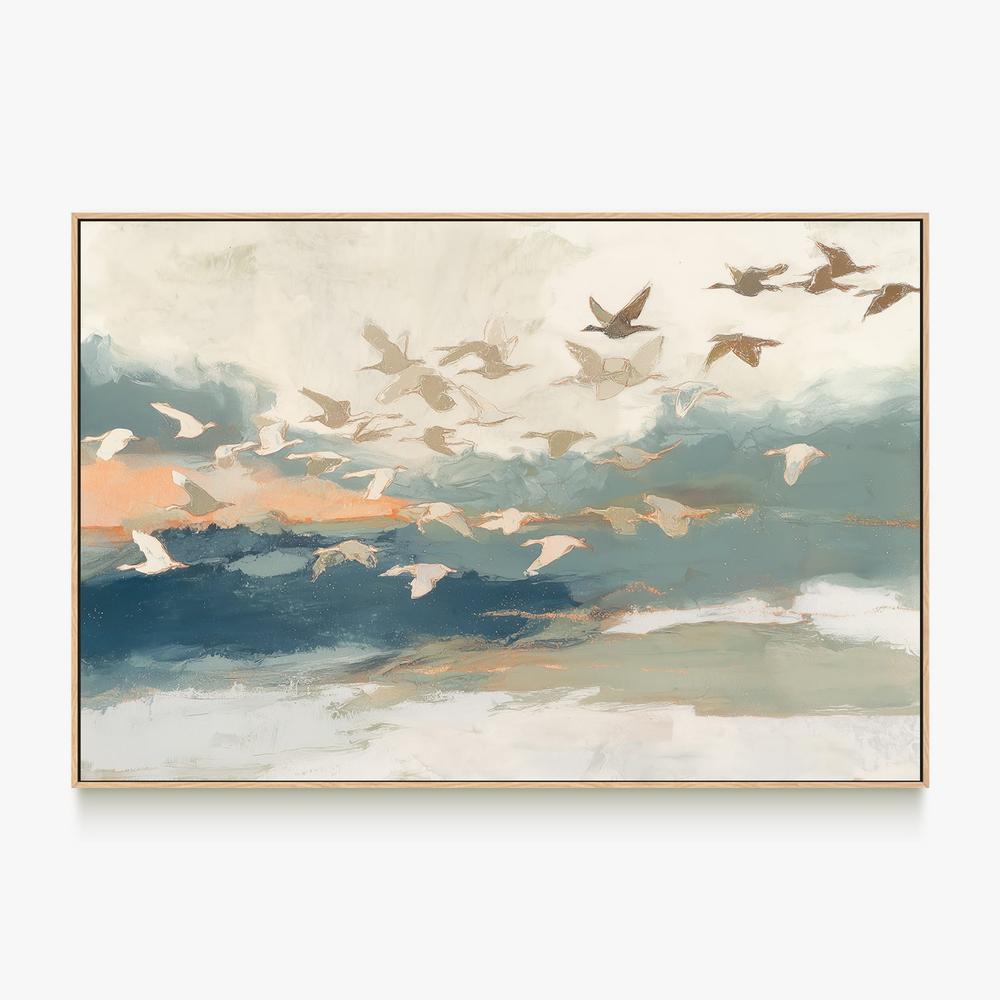 Birds in Flight at Dusk Over Open Water-by-Jordão de Abreu-wall-art-print-canvas-poster-framed-Gioia