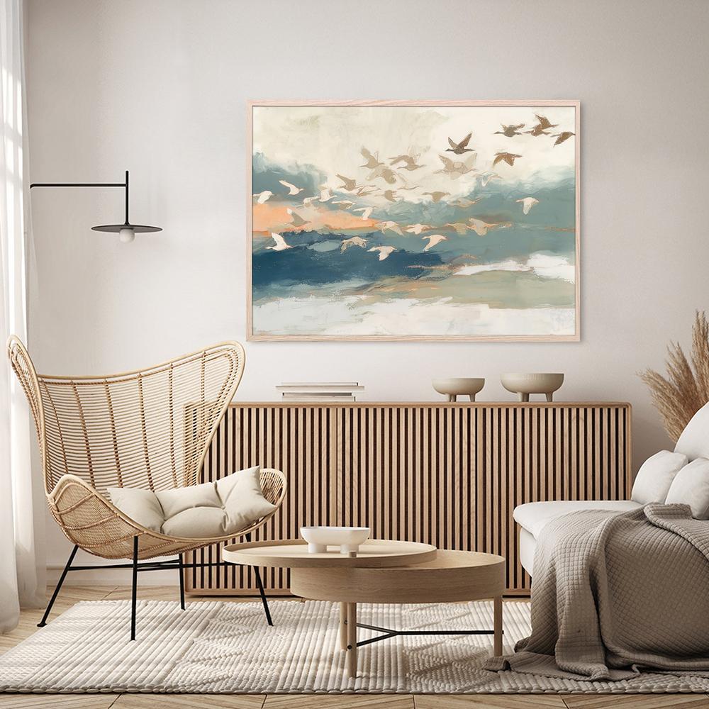 Birds in Flight at Dusk Over Open Water-by-Jordão de Abreu-wall-art-print-canvas-poster-framed-Gioia