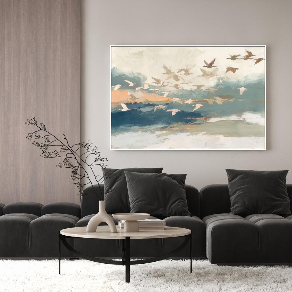 Birds in Flight at Dusk Over Open Water-by-Jordão de Abreu-wall-art-print-canvas-poster-framed-Gioia