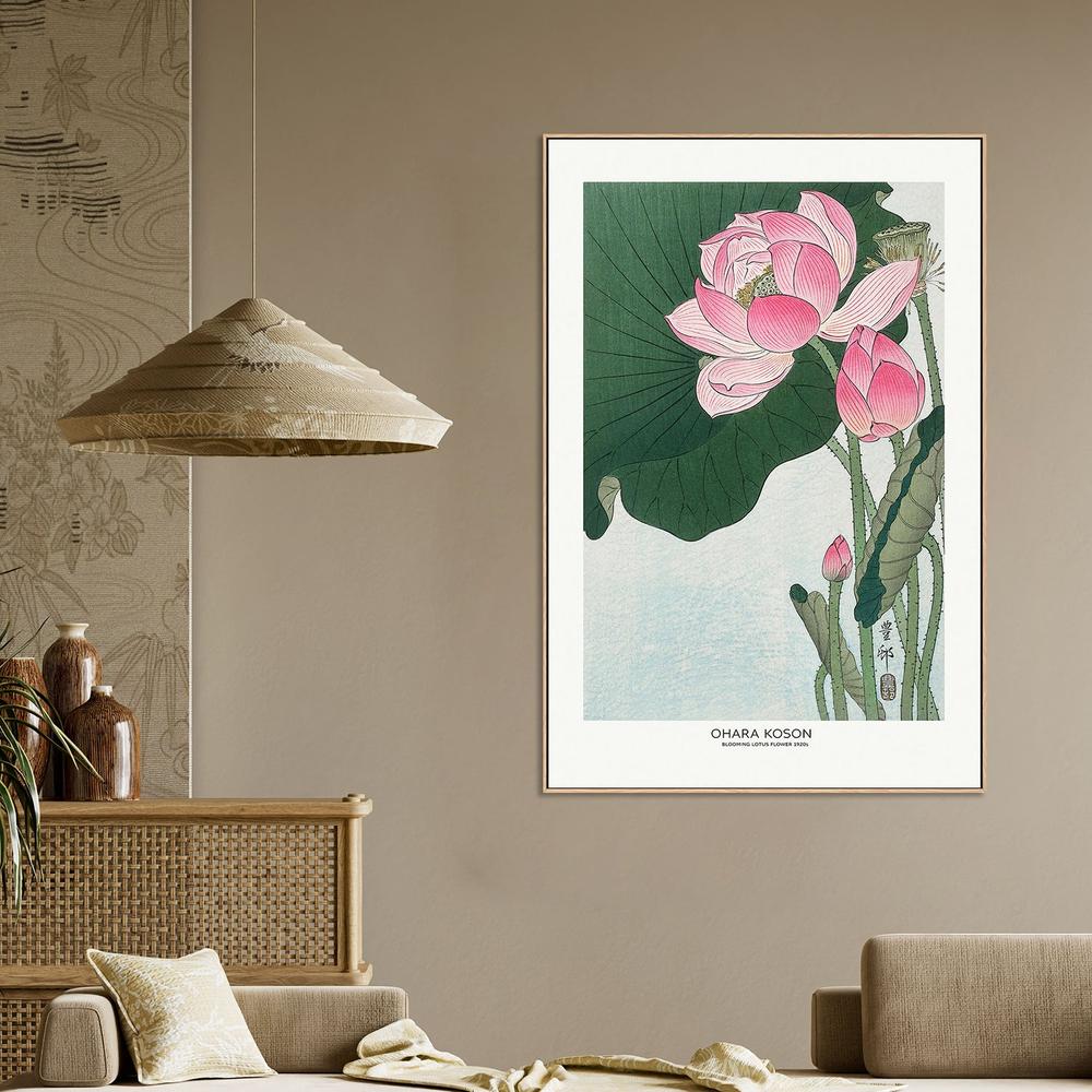 Blooming Lotus Flowers-by-Ohara Koson-wall-art-print-canvas-poster-framed-Gioia