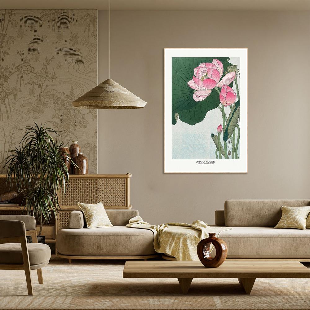 Blooming Lotus Flowers-by-Ohara Koson-wall-art-print-canvas-poster-framed-Gioia