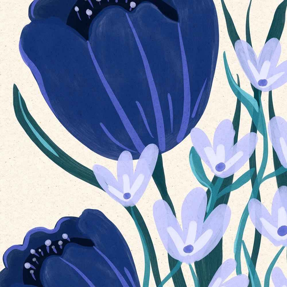 Blue Floral Arrangement-by-Dirkie Nell-wall-art-print-canvas-poster-framed-Gioia