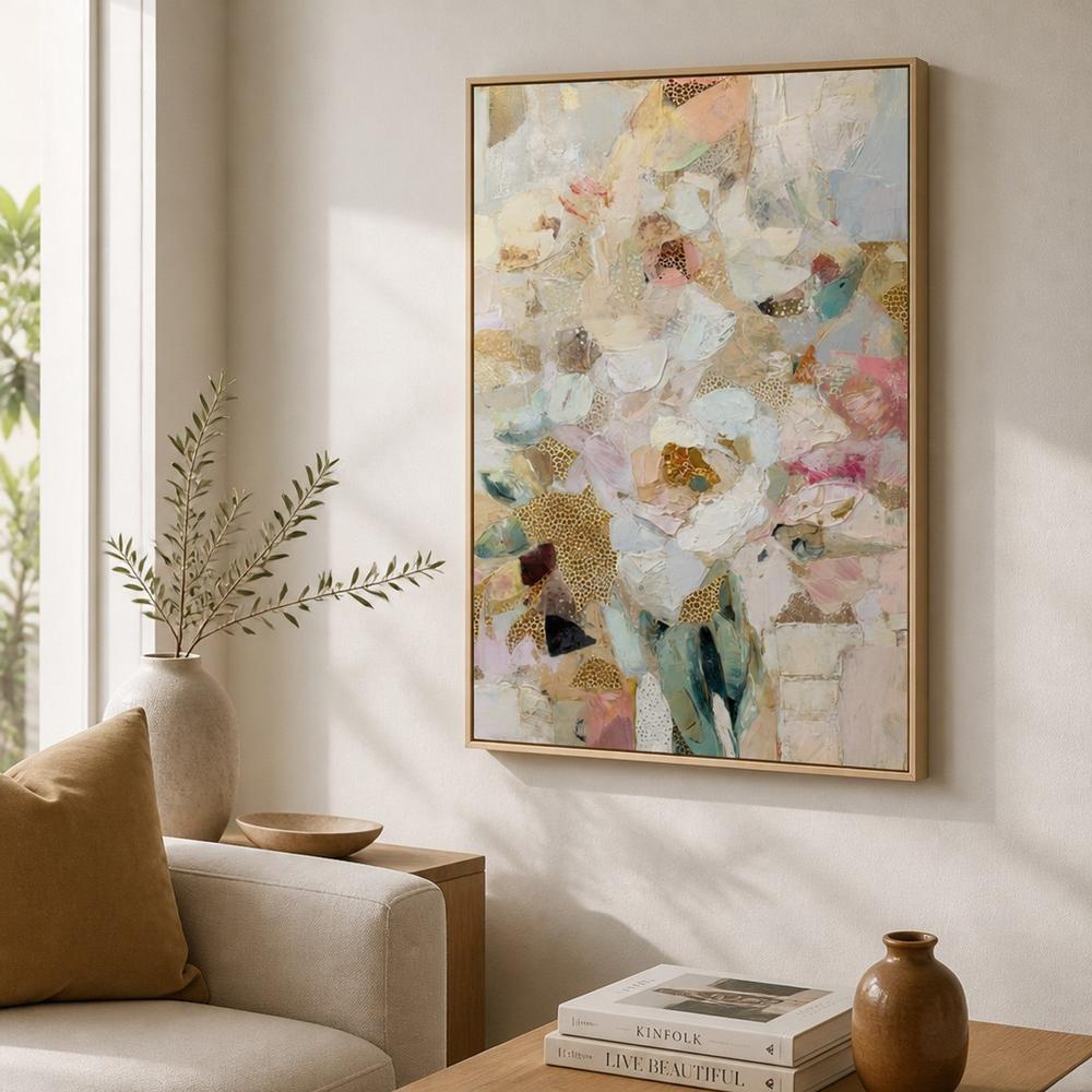 Blush Gold Abstract Flowers-by-Stephanie Jeuffroy-wall-art-print-canvas-poster-framed-Gioia