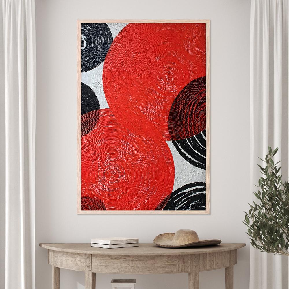 Bold Red Black Circles-by-Miguel Bruzual-wall-art-print-canvas-poster-framed-Gioia