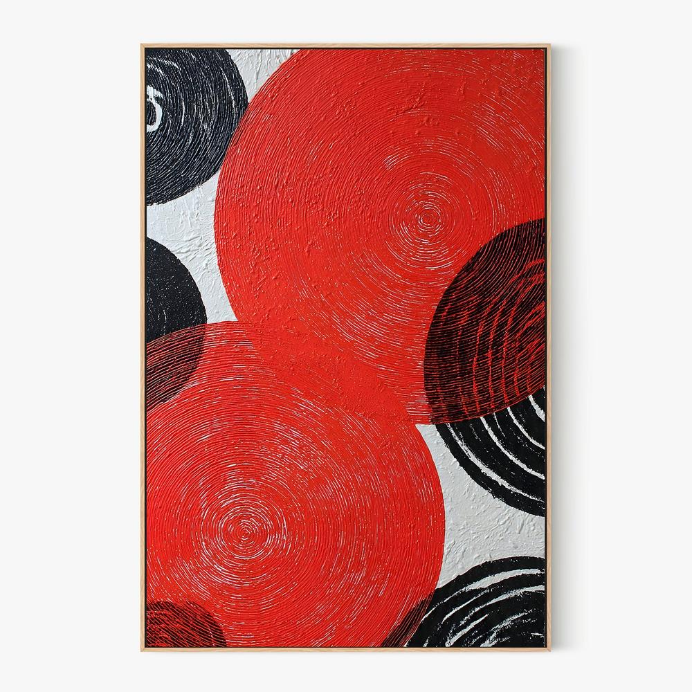 Bold Red Black Circles-by-Miguel Bruzual-wall-art-print-canvas-poster-framed-Gioia