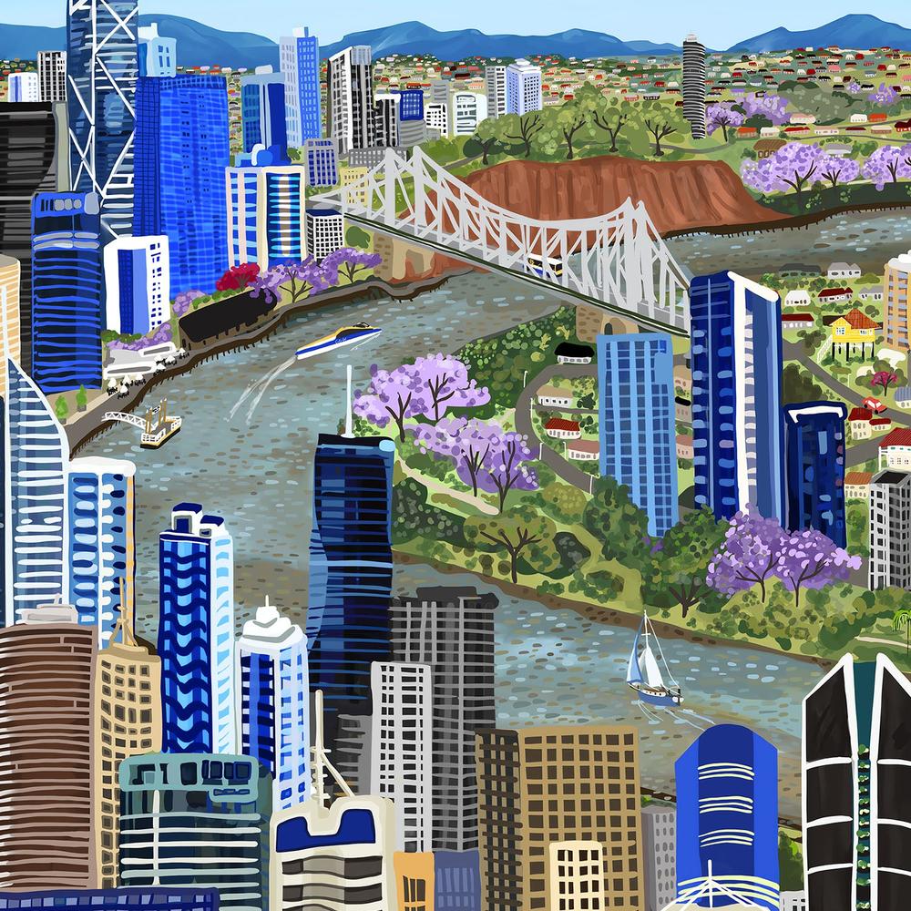 Brisbane City-by-Emma Forsberg-wall-art-print-canvas-poster-framed-Gioia