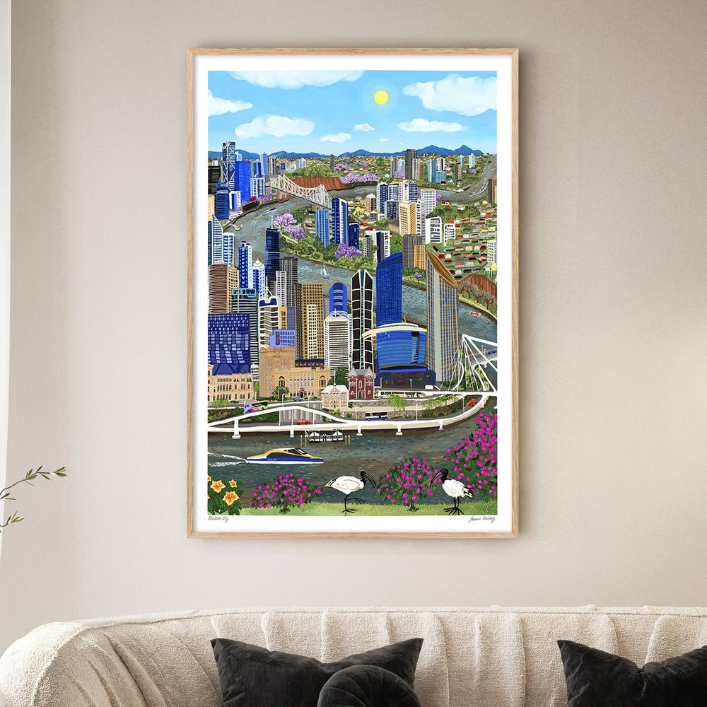 Brisbane City-by-Emma Forsberg-wall-art-print-canvas-poster-framed-Gioia