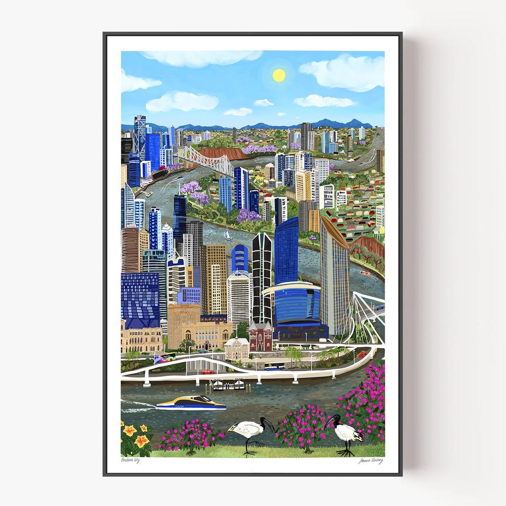 Brisbane City-by-Emma Forsberg-wall-art-print-canvas-poster-framed-Gioia