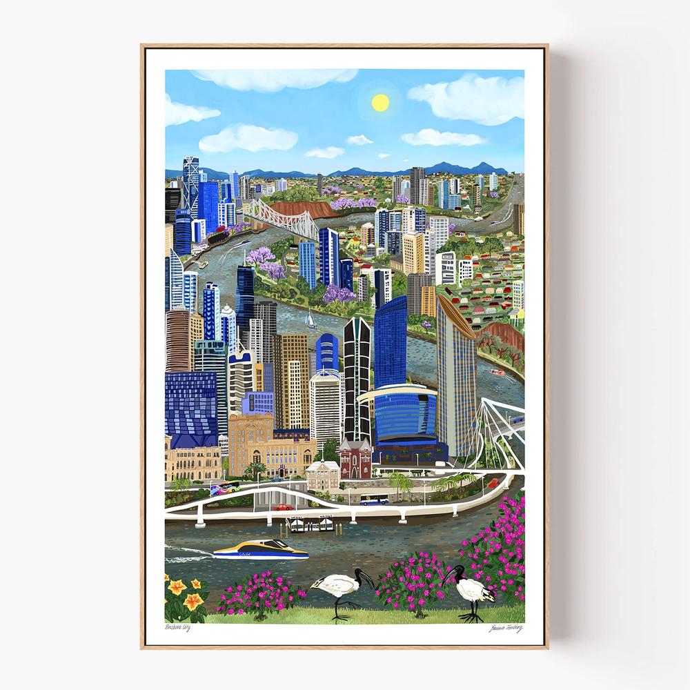 Brisbane City-by-Emma Forsberg-wall-art-print-canvas-poster-framed-Gioia
