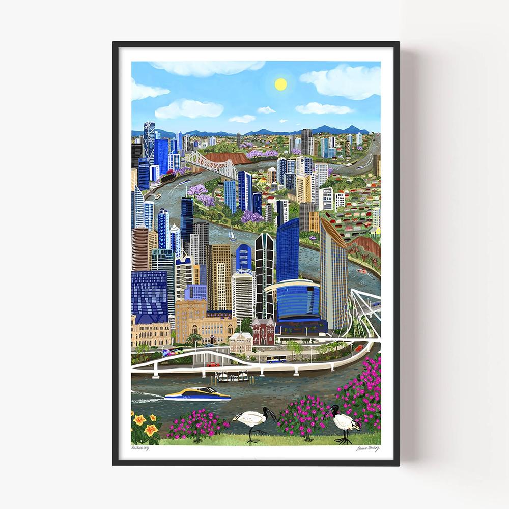 Brisbane City-by-Emma Forsberg-wall-art-print-canvas-poster-framed-Gioia