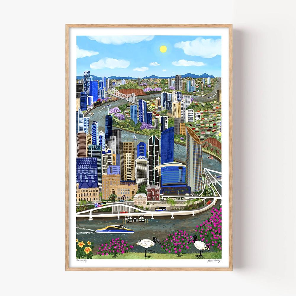 Brisbane City-by-Emma Forsberg-wall-art-print-canvas-poster-framed-Gioia