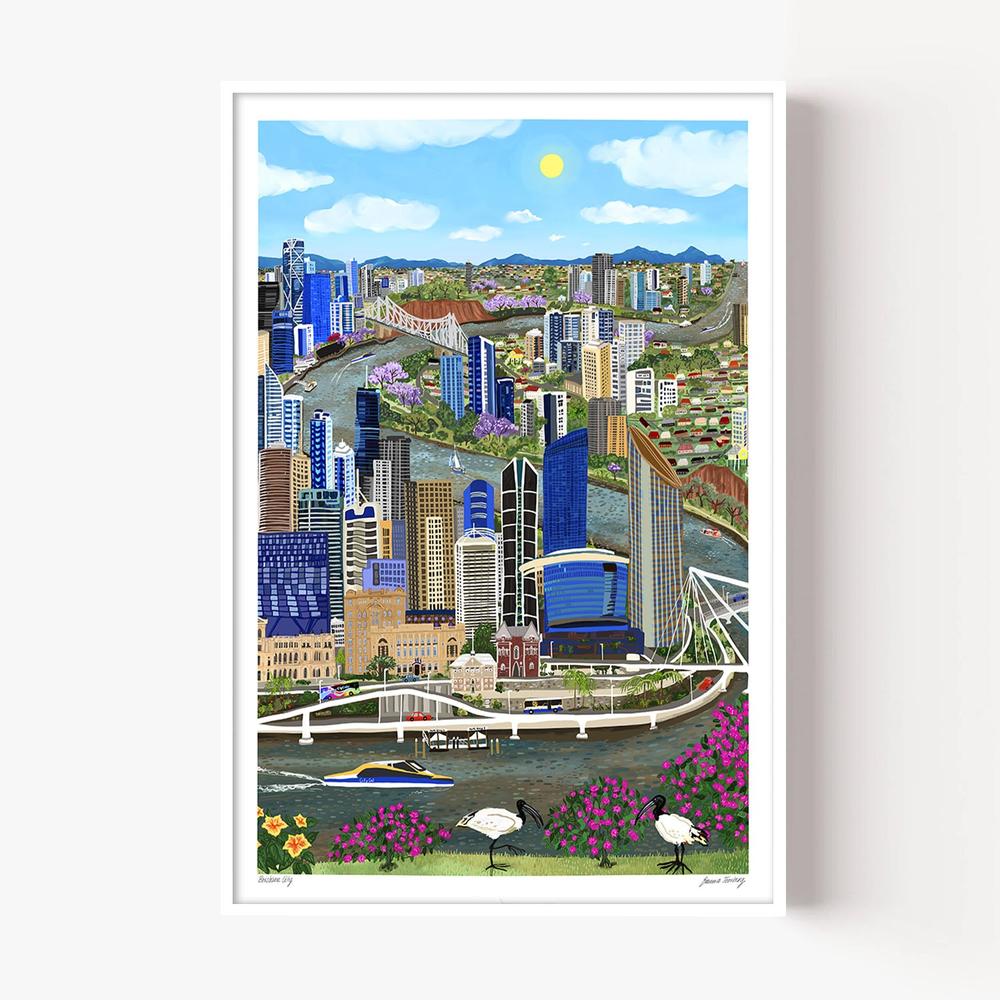 Brisbane City-by-Emma Forsberg-wall-art-print-canvas-poster-framed-Gioia