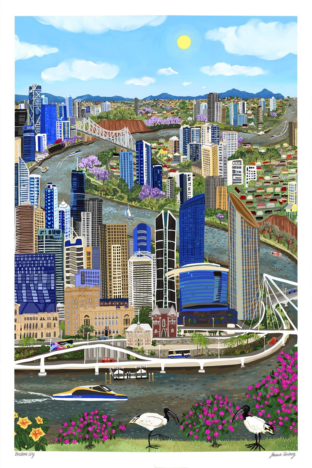 Brisbane City-by-Emma Forsberg-wall-art-print-canvas-poster-framed-Gioia
