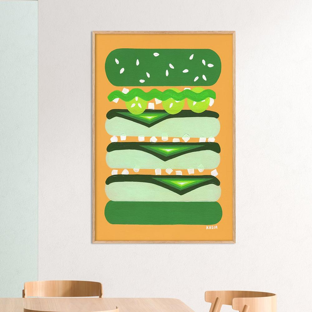 Burger for Kermit-by-Kasia Amanda-wall-art-print-canvas-poster-framed-Gioia