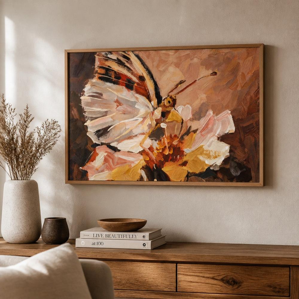 Butterfly in Peach Light-by-Gioia Wall Art-wall-art-print-canvas-poster-framed-Gioia