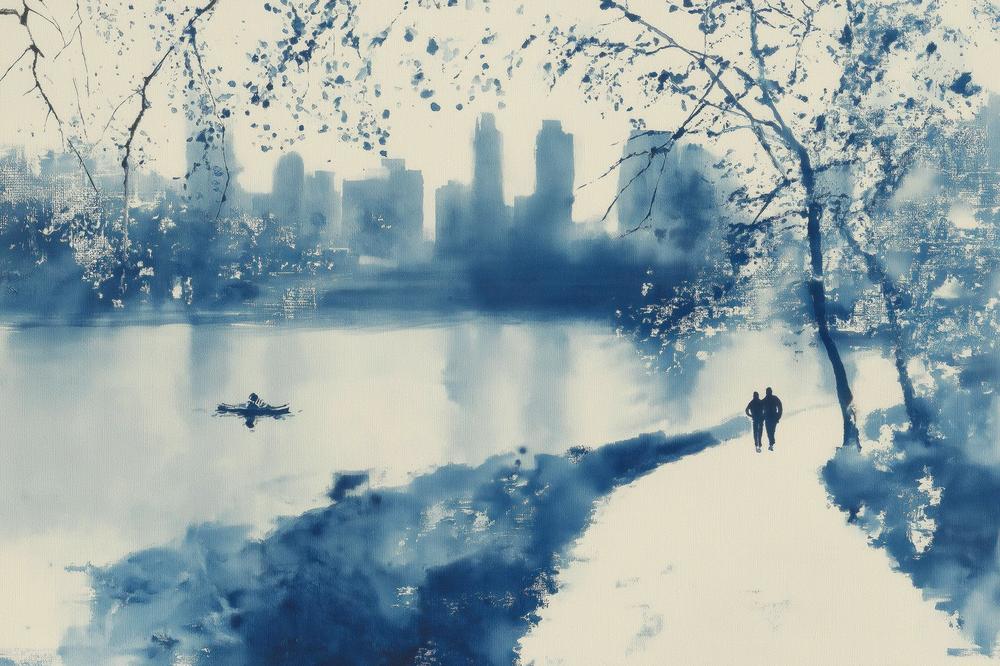 Central Park Lakeside Winter Path-by-Chromatic Storm Studio-wall-art-print-canvas-poster-framed-Gioia