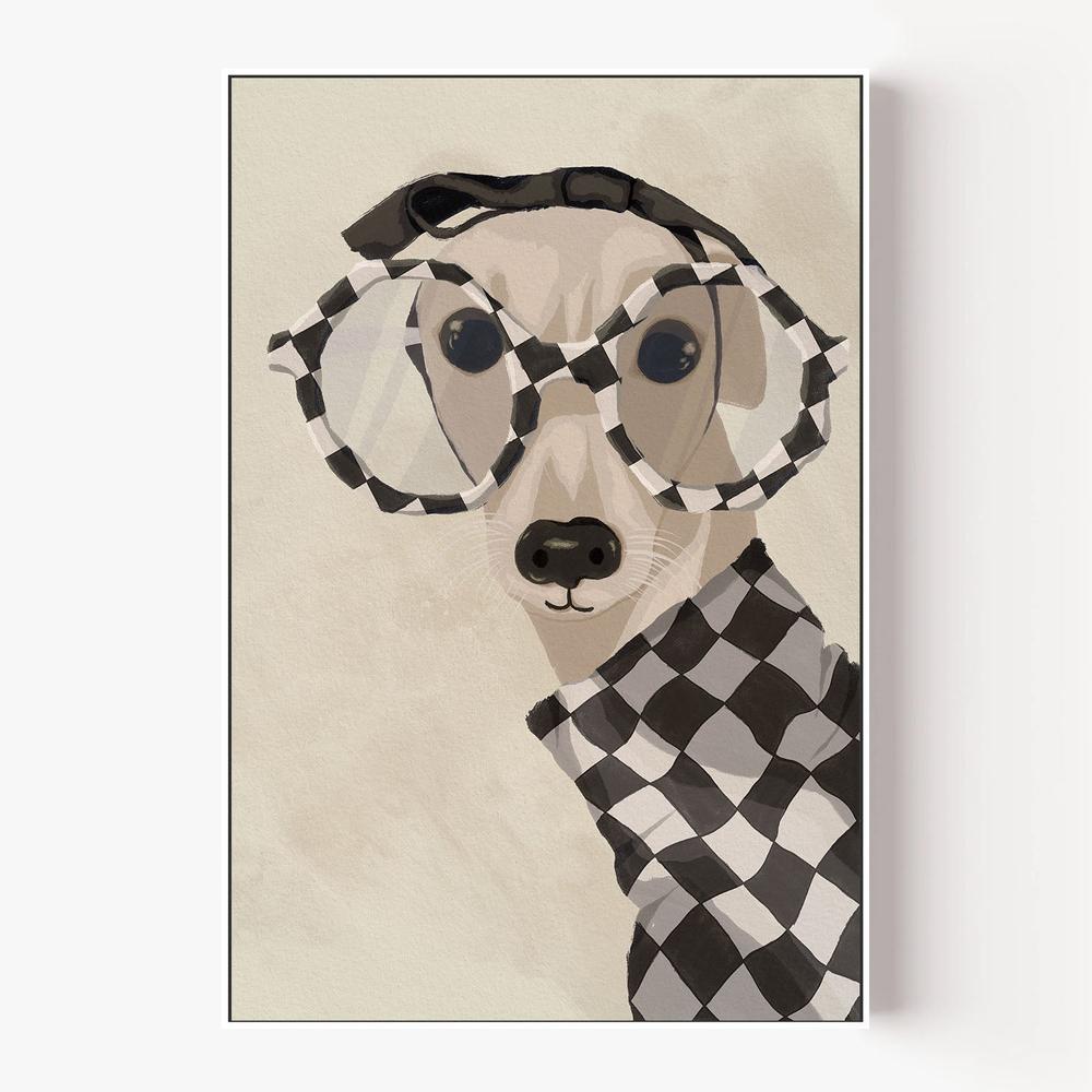 Chic Greyhound In Glasses-by-Lisa Solomoniuk-wall-art-print-canvas-poster-framed-Gioia