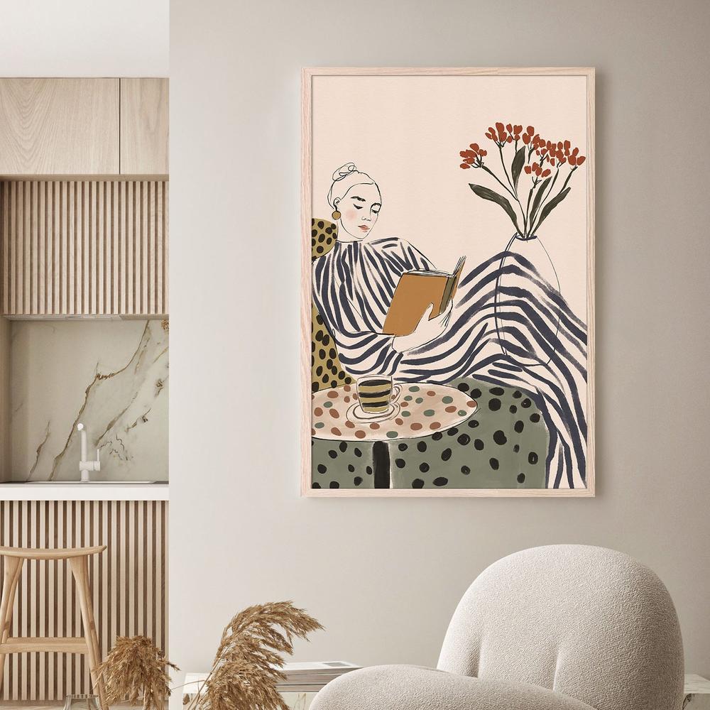 Chic Woman Reading-by-CATS AND DOTZ-wall-art-print-canvas-poster-framed-Gioia