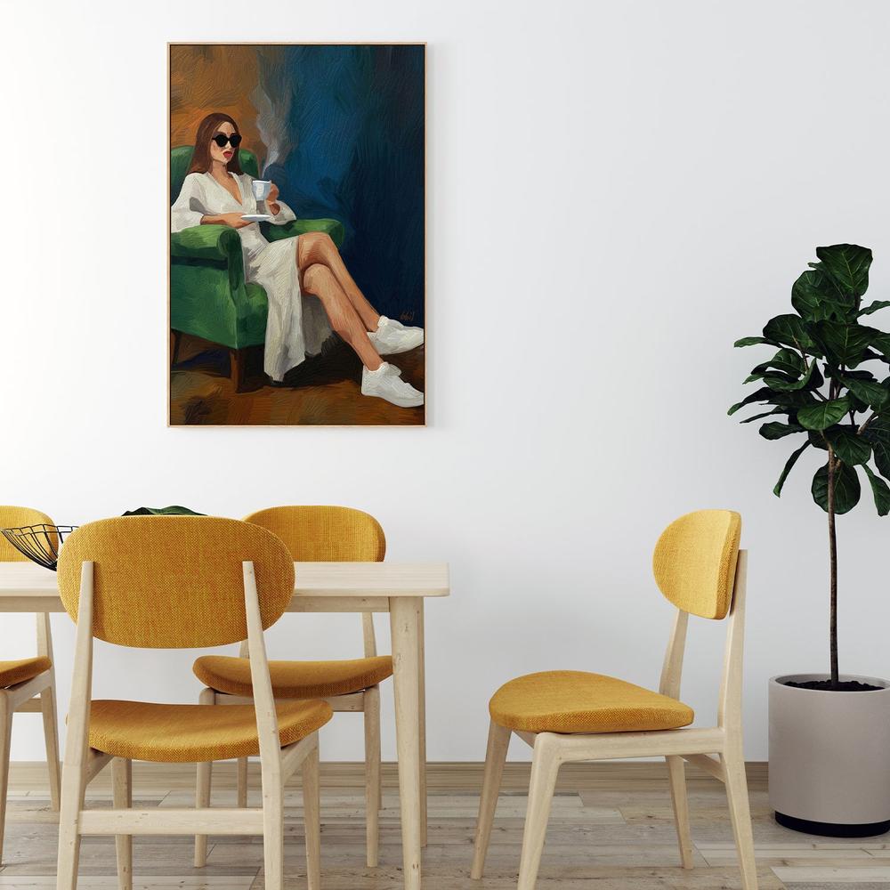 CHICA Y UN CAFE-by-Giovanna Gil Alves-wall-art-print-canvas-poster-framed-Gioia