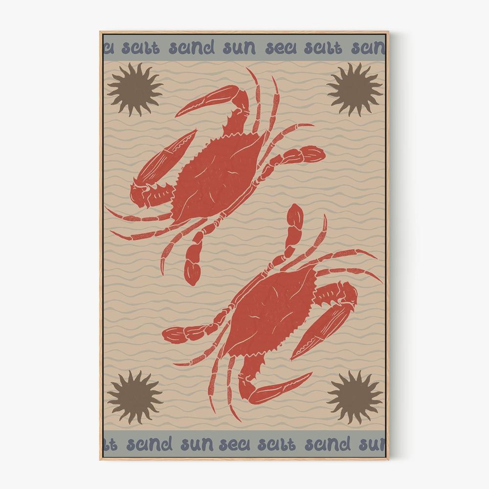 Coastal Crabs and Sun-by-Radhika Modi-wall-art-print-canvas-poster-framed-Gioia