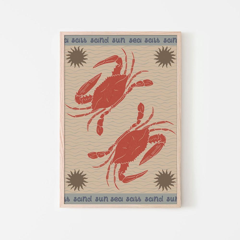 Coastal Crabs and Sun-by-Radhika Modi-wall-art-print-canvas-poster-framed-Gioia