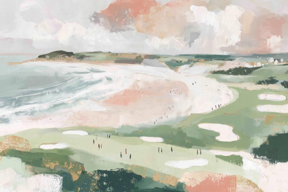 Coastal Golf Course with Ocean Views-by-Chromatic Storm Studio-wall-art-print-canvas-poster-framed-Gioia