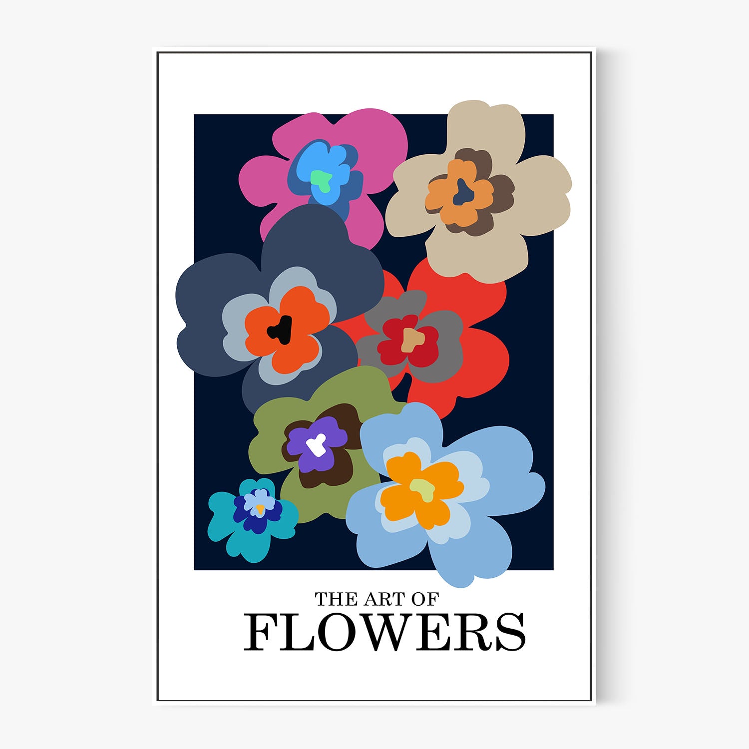 Colorful Abstract Flowers-by-Frances Collett-wall-art-print-canvas-poster-framed-Gioia