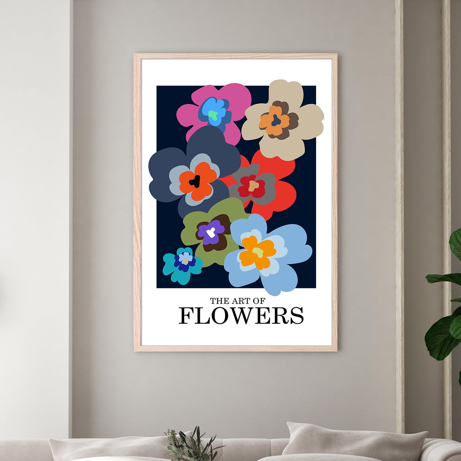 Colorful Abstract Flowers-by-Frances Collett-wall-art-print-canvas-poster-framed-Gioia