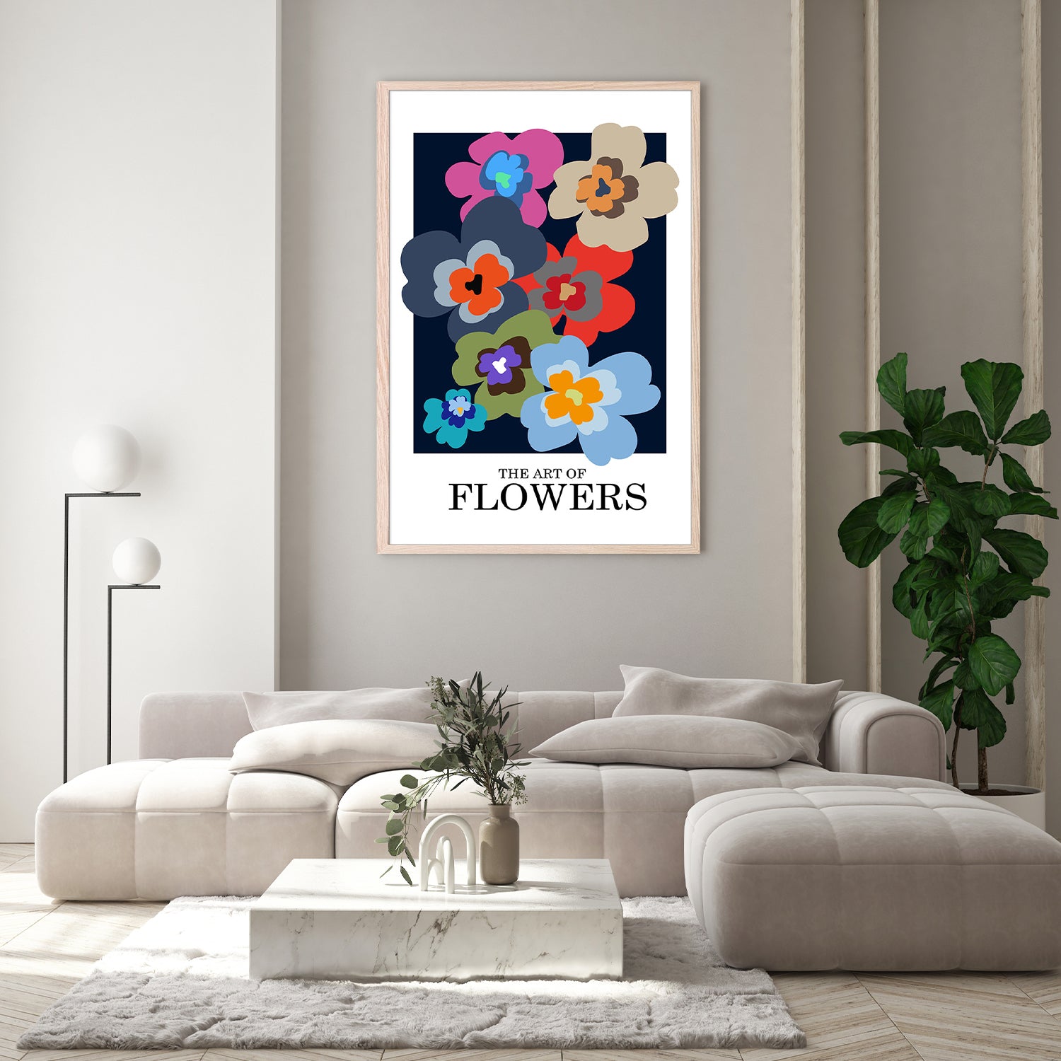 Colorful Abstract Flowers-by-Frances Collett-wall-art-print-canvas-poster-framed-Gioia