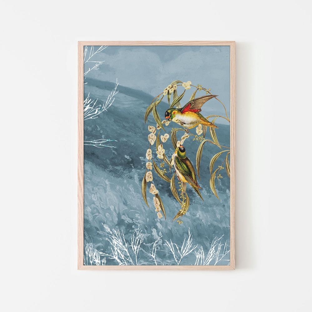 wall-art-print-canvas-poster-framed-Colorful Birds on Branches-6