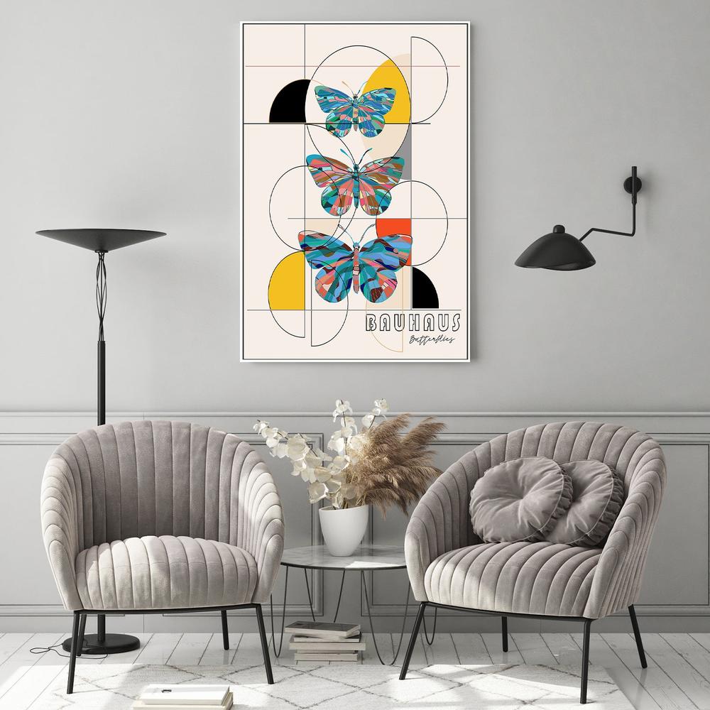 Colorful Geometric Butterflies-by-CATS AND DOTZ-wall-art-print-canvas-poster-framed-Gioia