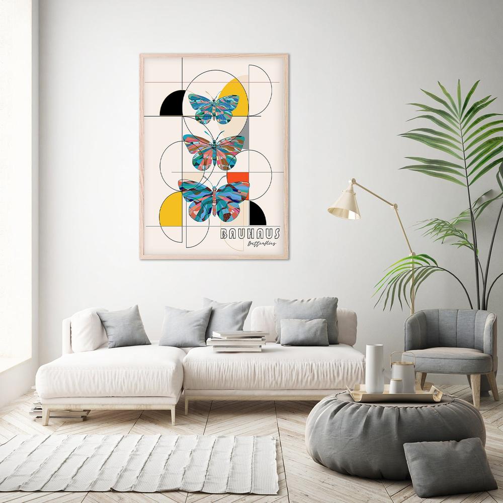 Colorful Geometric Butterflies-by-CATS AND DOTZ-wall-art-print-canvas-poster-framed-Gioia