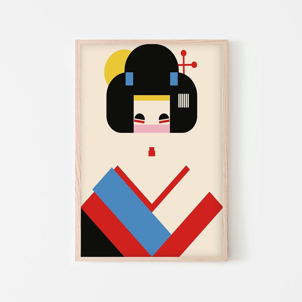 Colorful Geometric Woman-by-Retrodrome-wall-art-print-canvas-poster-framed-Gioia