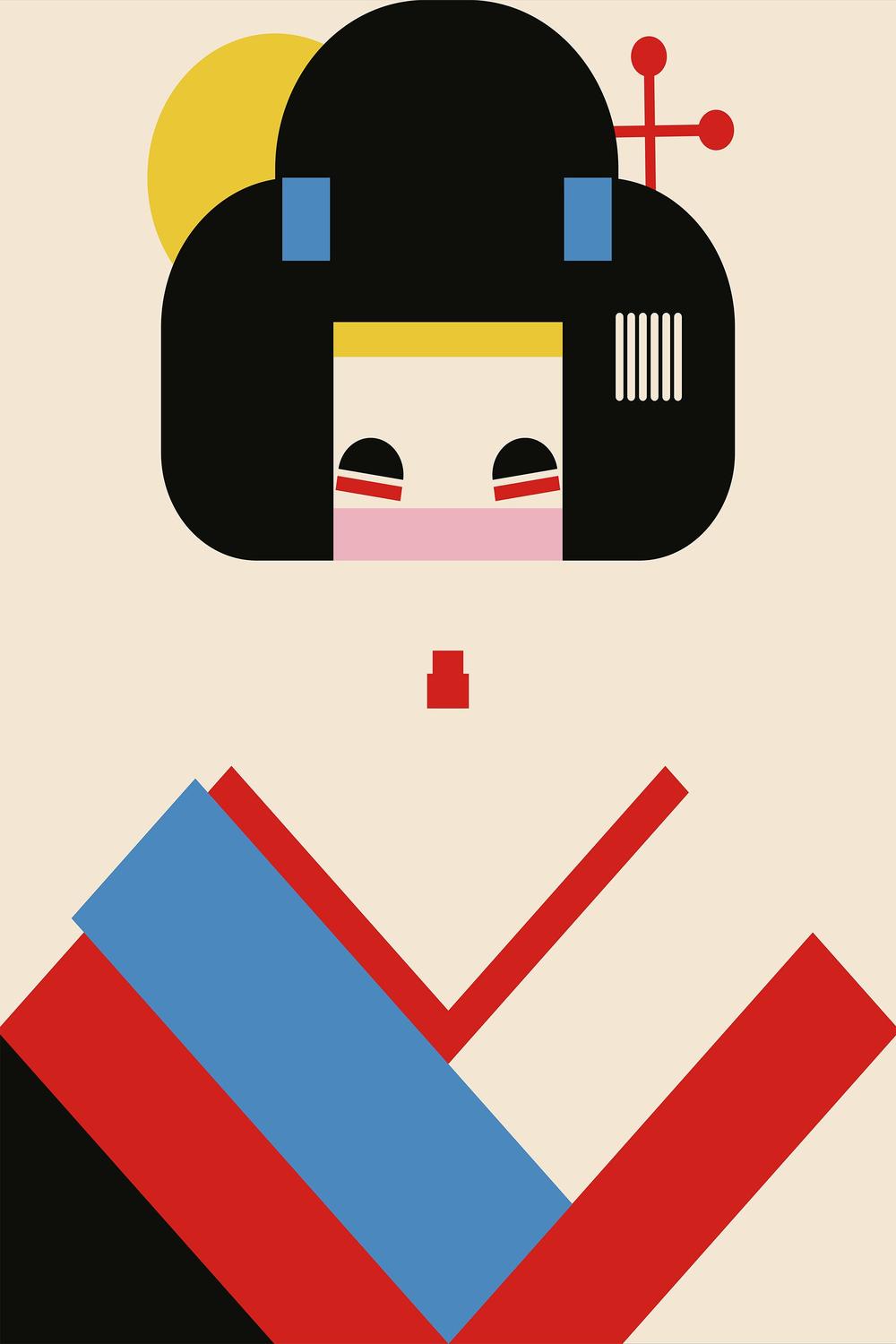 Colorful Geometric Woman-by-Retrodrome-wall-art-print-canvas-poster-framed-Gioia