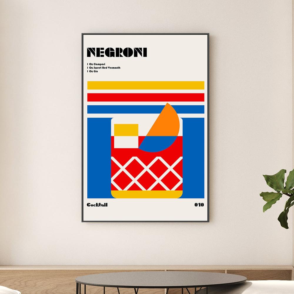 Colorful Negroni Cocktail-by-Retrodrome-wall-art-print-canvas-poster-framed-Gioia