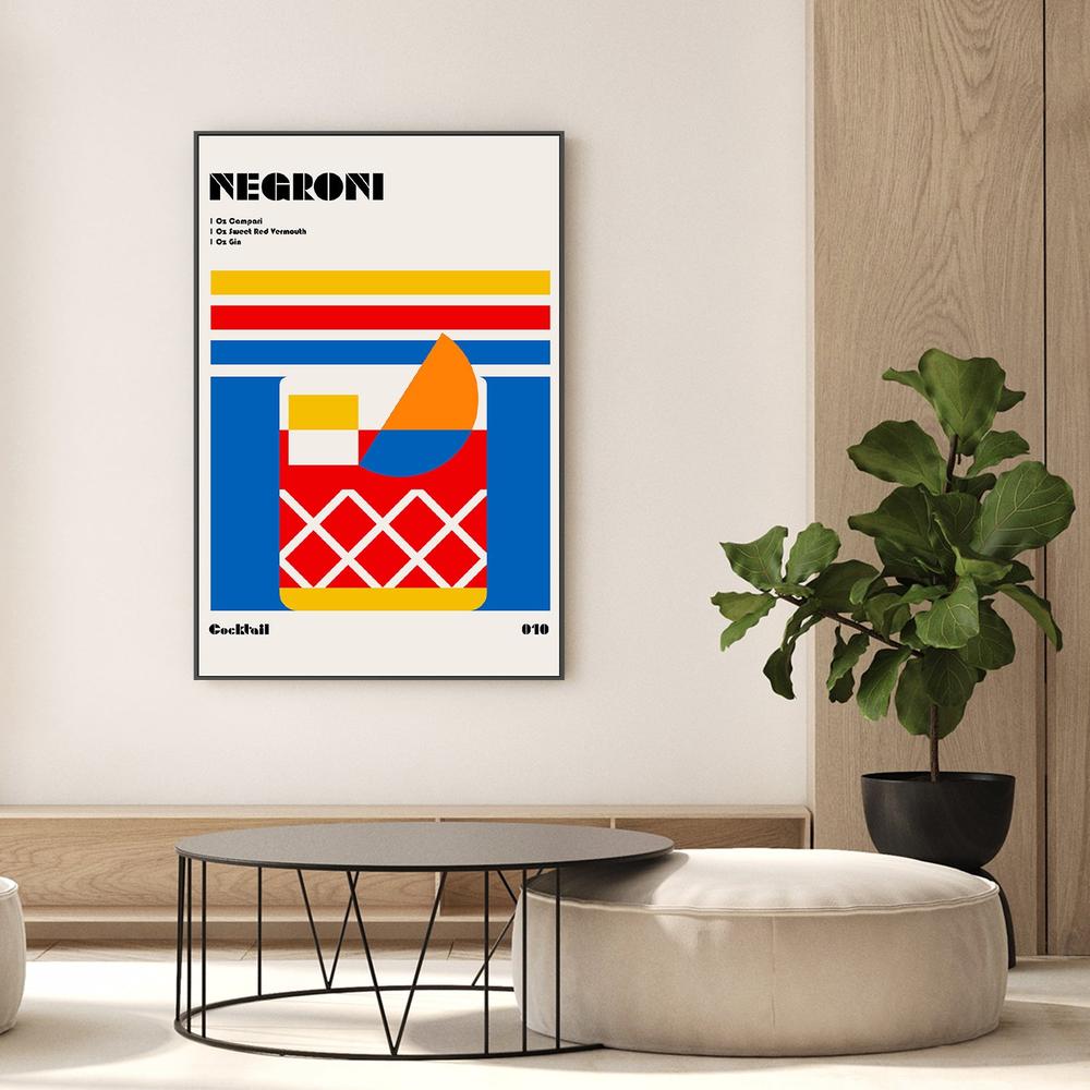 Colorful Negroni Cocktail-by-Retrodrome-wall-art-print-canvas-poster-framed-Gioia