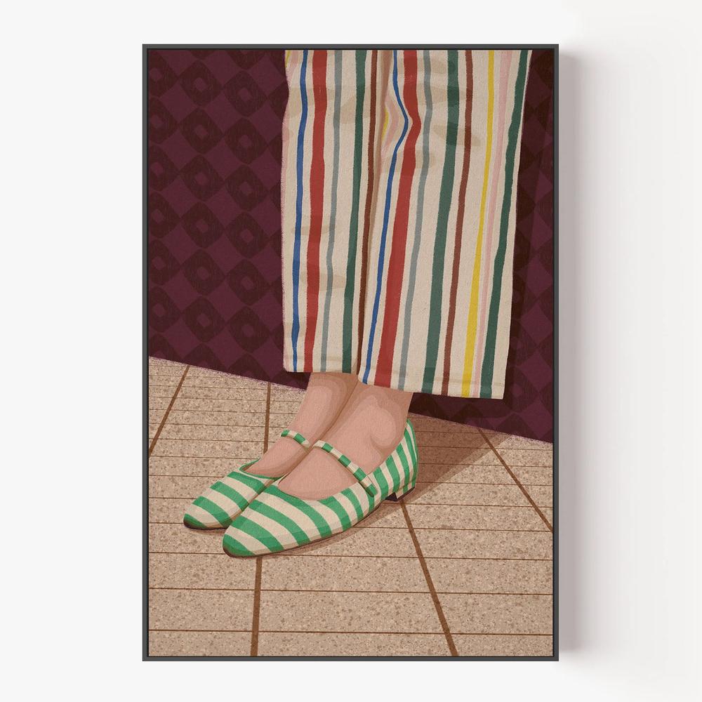 Colorful Striped Mary Janes-by-Lisa Solomoniuk-wall-art-print-canvas-poster-framed-Gioia