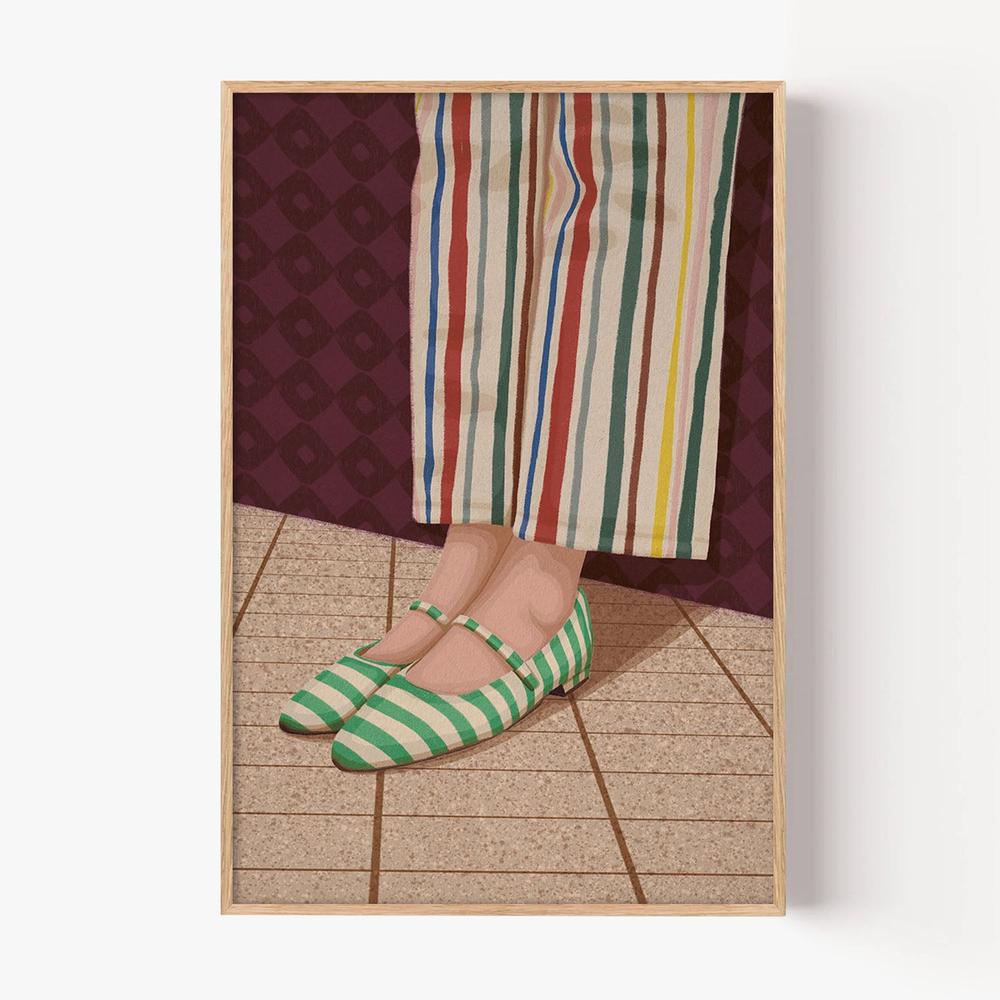 Colorful Striped Mary Janes-by-Lisa Solomoniuk-wall-art-print-canvas-poster-framed-Gioia