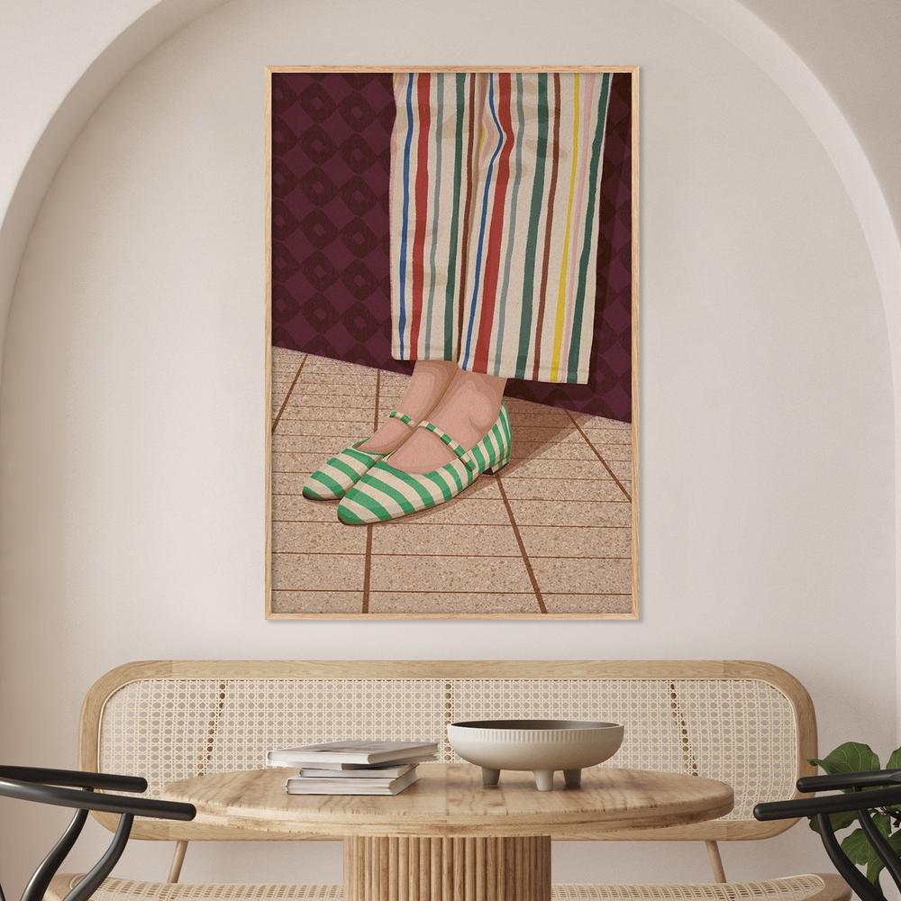 Colorful Striped Mary Janes-by-Lisa Solomoniuk-wall-art-print-canvas-poster-framed-Gioia