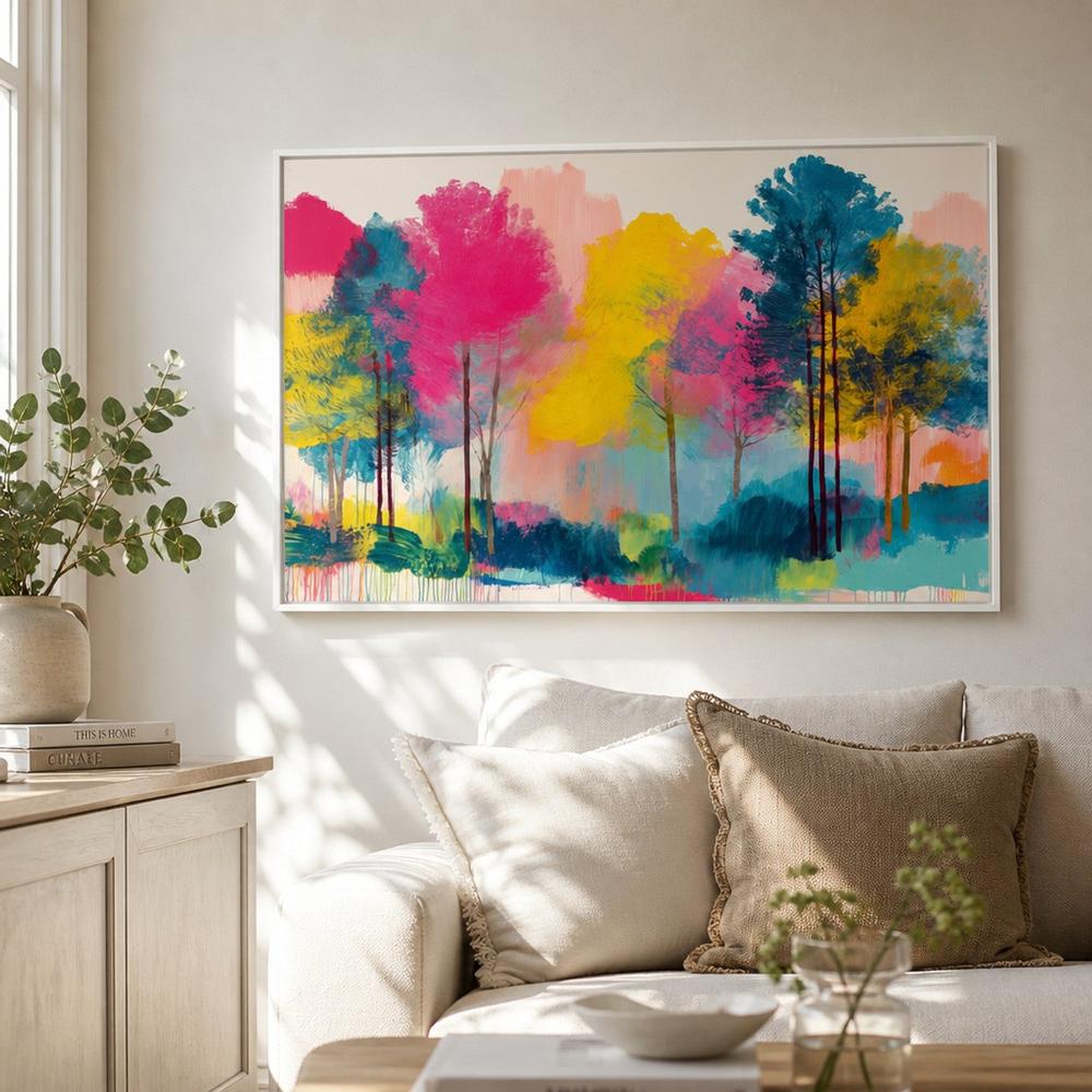 Colorful Trees Fading Into Mist-by-Chromatic Storm Studio-wall-art-print-canvas-poster-framed-Gioia