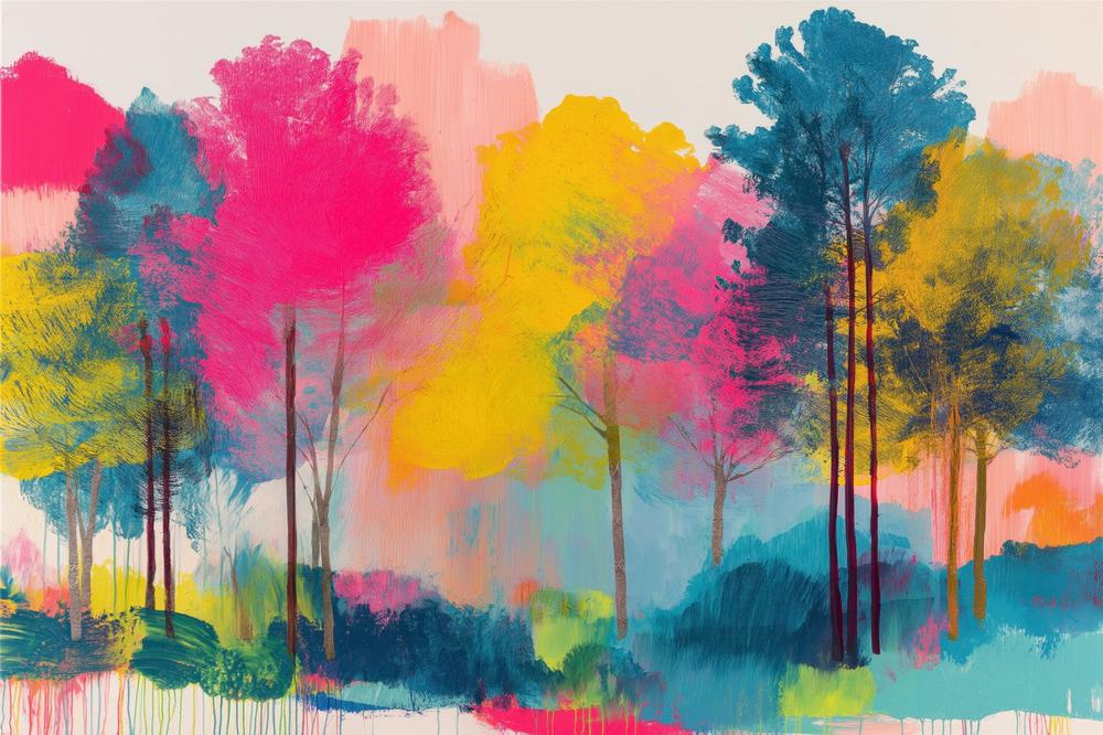 Colorful Trees Fading Into Mist-by-Chromatic Storm Studio-wall-art-print-canvas-poster-framed-Gioia