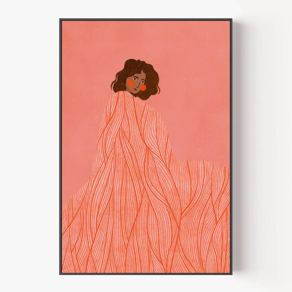 Coral Woman Dreaming-by-Bea Muller-wall-art-print-canvas-poster-framed-Gioia