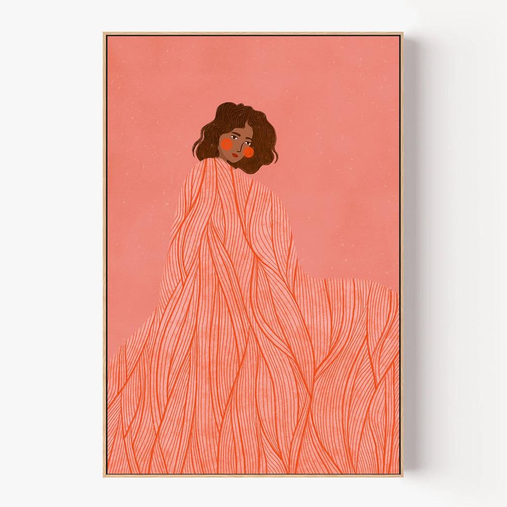 Coral Woman Dreaming-by-Bea Muller-wall-art-print-canvas-poster-framed-Gioia
