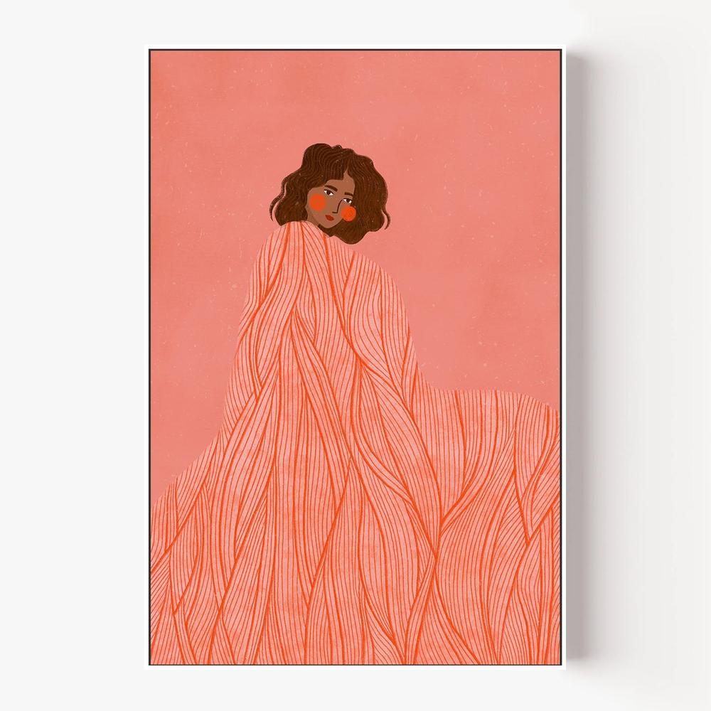 Coral Woman Dreaming-by-Bea Muller-wall-art-print-canvas-poster-framed-Gioia
