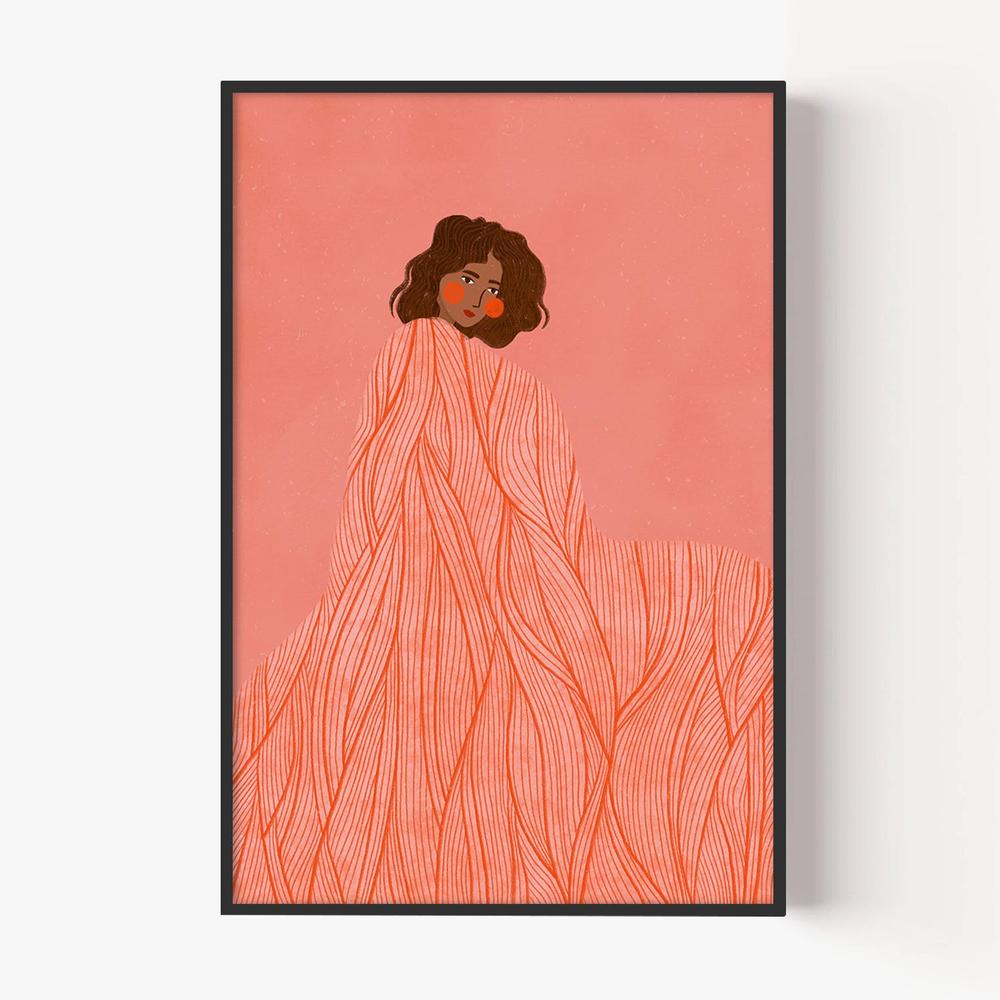 Coral Woman Dreaming-by-Bea Muller-wall-art-print-canvas-poster-framed-Gioia